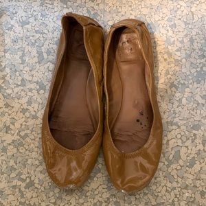 Tory Burch Tan Patent Flats